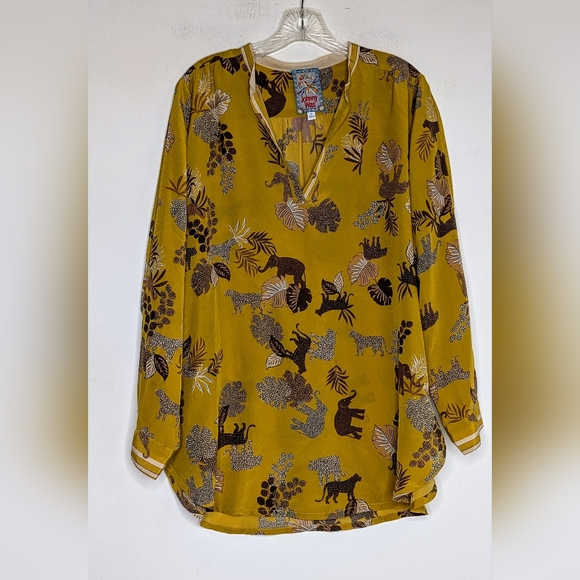 RARE!! Johnny Was • Taly Astrid Silk Tunic Blouse in Safari Jungle  Animal Print - Picture 7 of 10